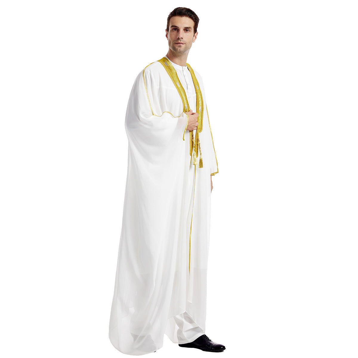 Premium Herren Bisht "Amir" – Traditionelle Überrobe mit Goldstickerei