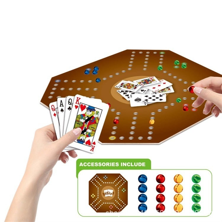 Kulturelles Holz-Brettspiel " Al-Majlis" - Traditionelles Marmor-Poker für die ganze Familie (auf arabisch)