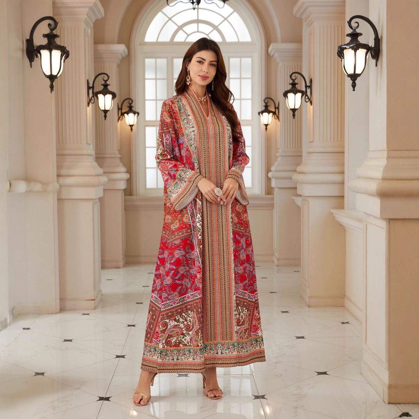 Amani Al-Andalus Abaya – Roter Palast-Garten