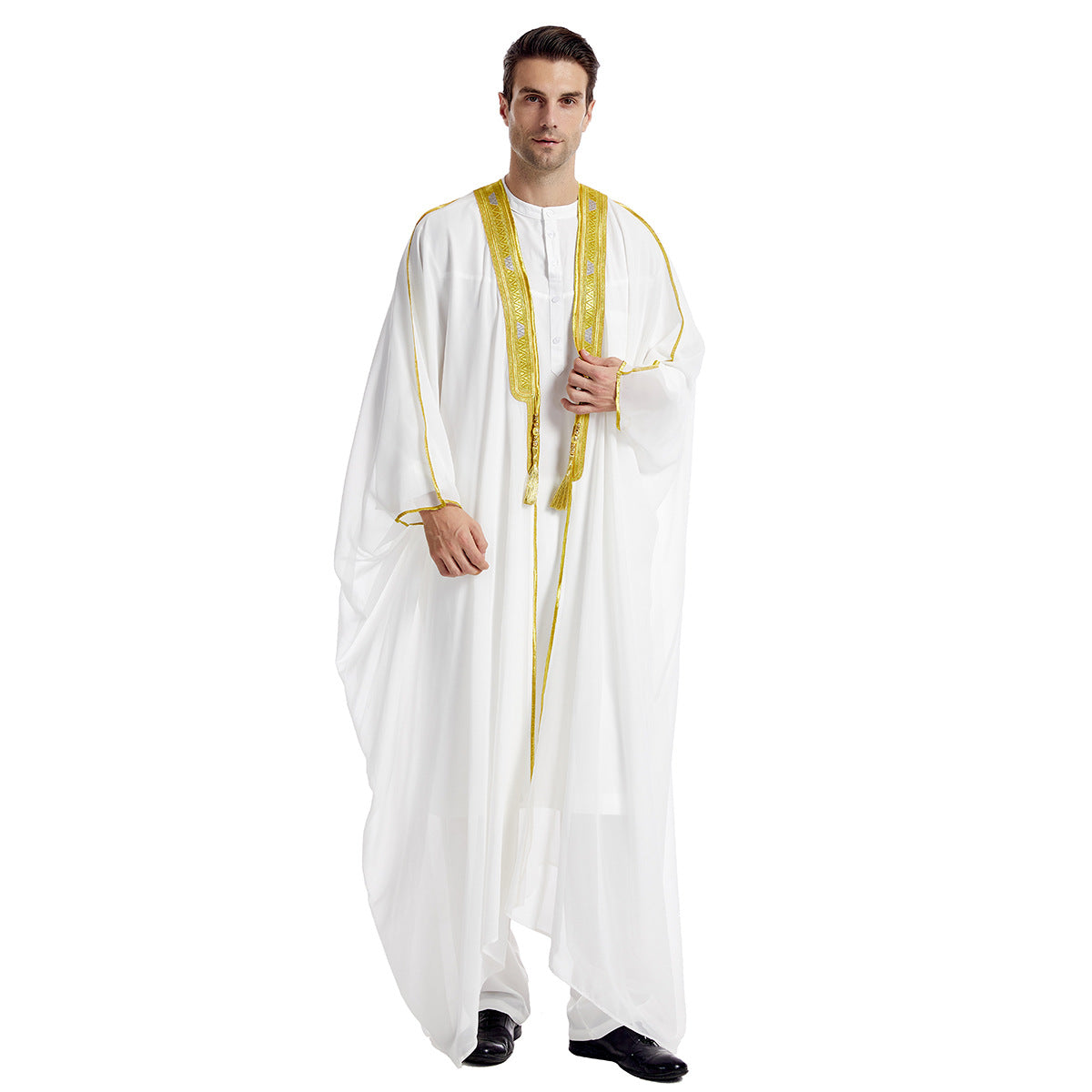 Premium Herren Bisht "Amir" – Traditionelle Überrobe mit Goldstickerei