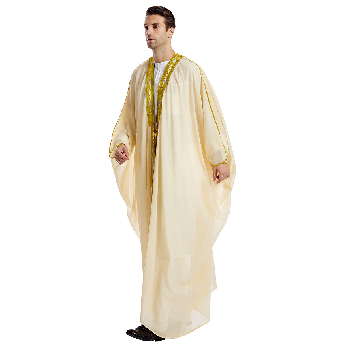 Premium Herren Bisht "Amir" – Traditionelle Überrobe mit Goldstickerei