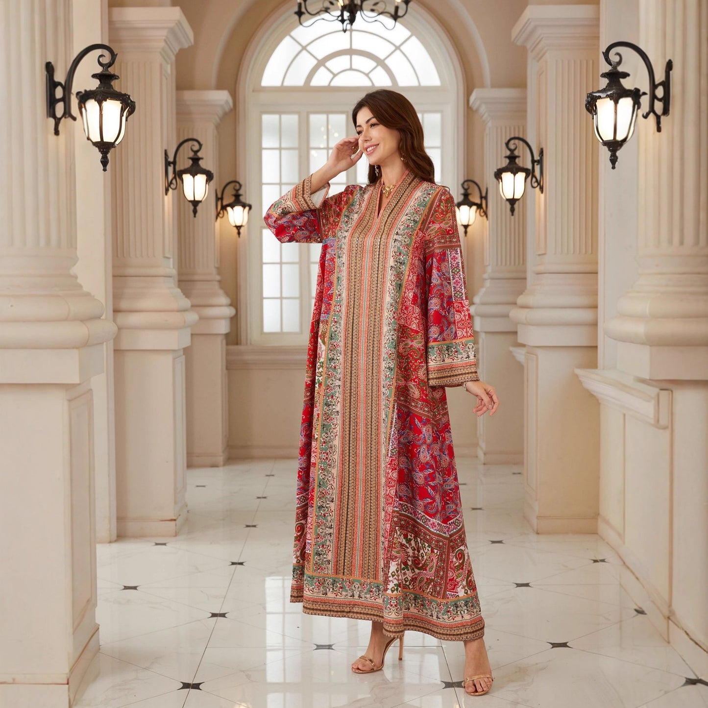 Amani Al-Andalus Abaya – Roter Palast-Garten