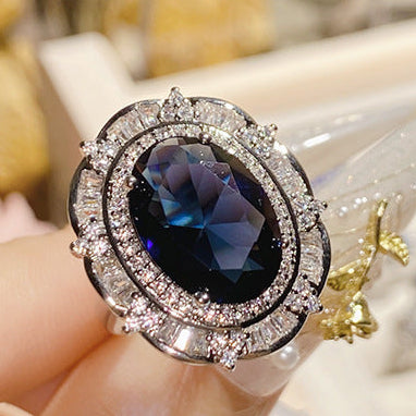 „Layali“ Luxus-Ring – Tiefblauer Diopsid in verstellbarer Fassung