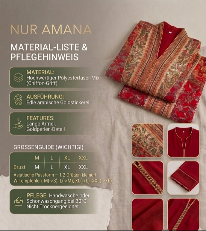 Amani Al-Andalus Abaya – Roter Palast-Garten
