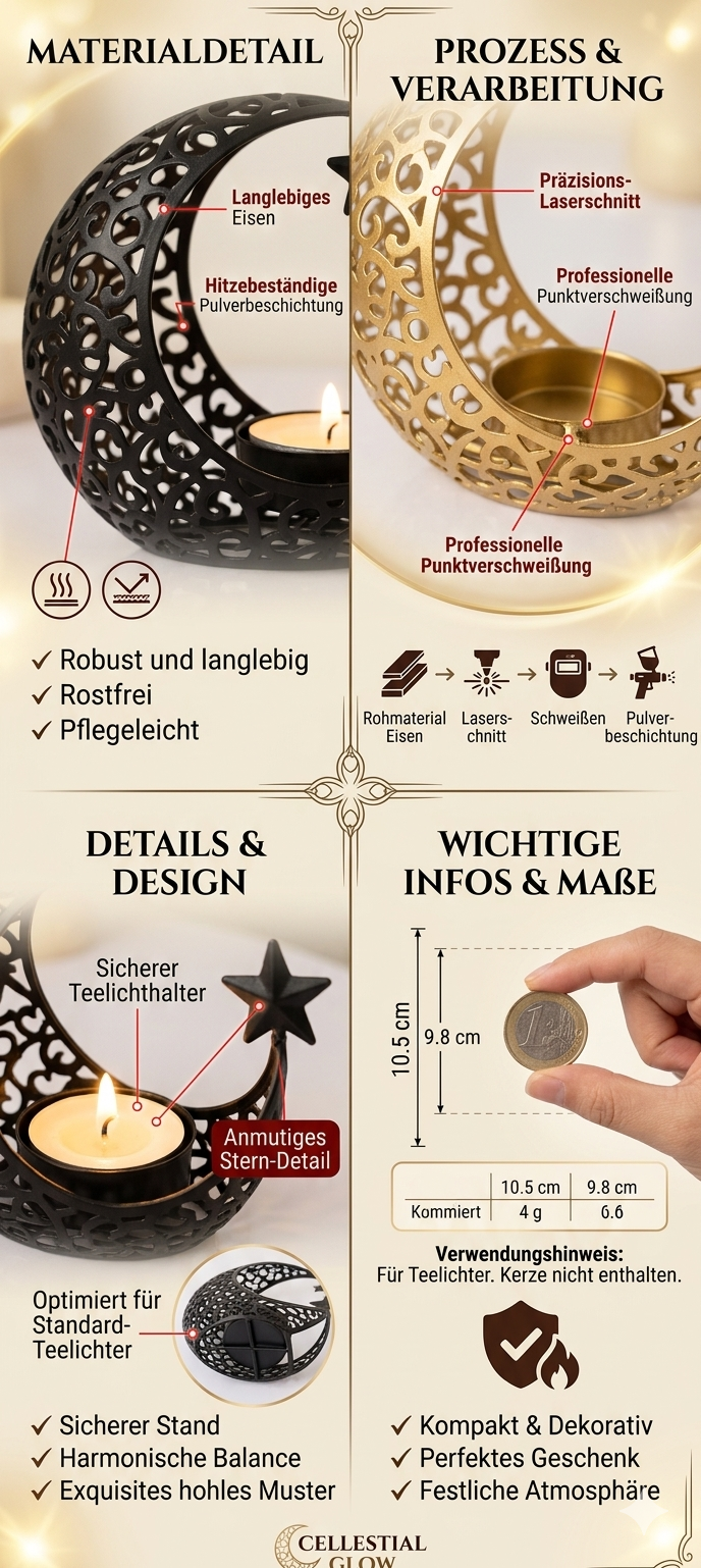 Mubarak Moon – Kunstvoller Ramadan & Eid Kerzenhalter aus Metall
