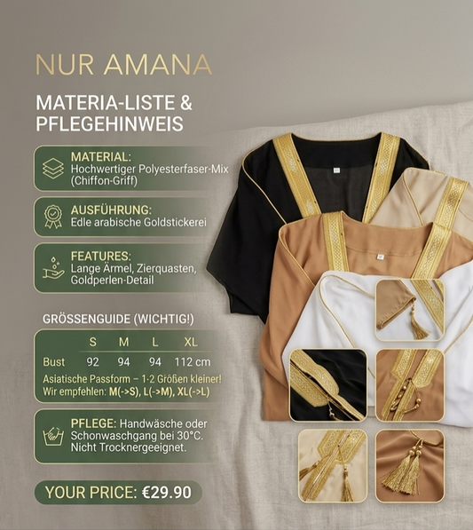 Premium Herren Bisht "Amir" – Traditionelle Überrobe mit Goldstickerei