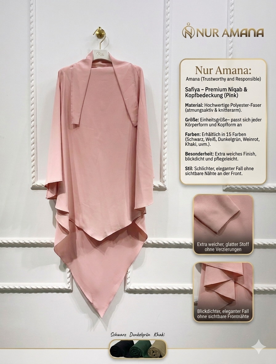 „Safiya" – Premium Niqab & Kopf bedeckung (Atmungsaktiv)