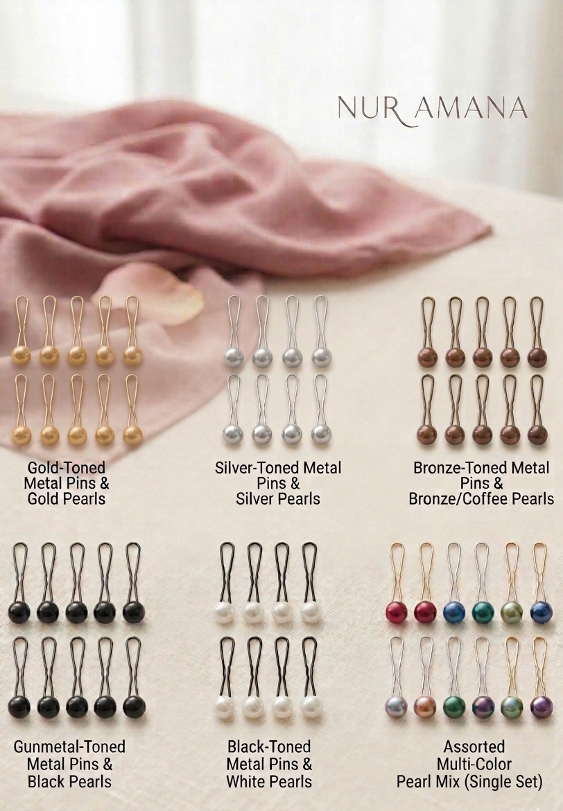 Premium Perlen-Hijab-Clips (12er Set) - Nadelfreier Halt für Kopftücher