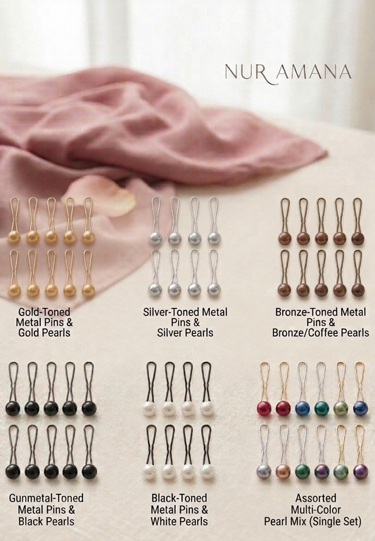 Premium Perlen-Hijab-Clips (12er Set) - Nadelfreier Halt für Kopftücher