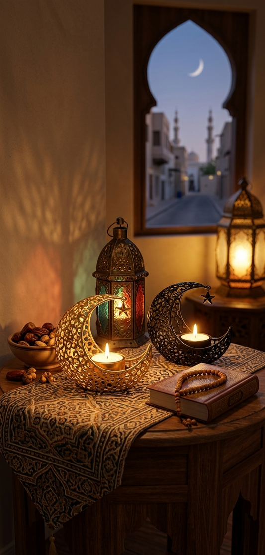 Mubarak Moon – Kunstvoller Ramadan & Eid Kerzenhalter aus Metall