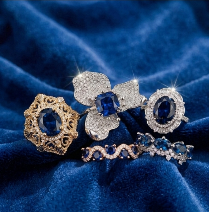 „Layali“ Luxus-Ring – Tiefblauer Diopsid in verstellbarer Fassung